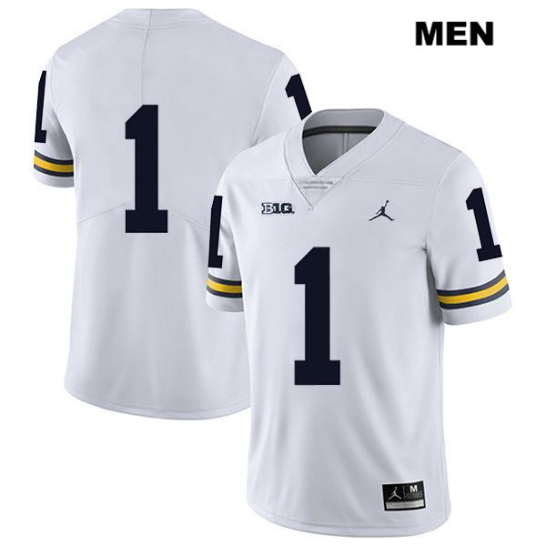 Men's NCAA Michigan Wolverines Ambry Thomas #1 No Name White Jordan Brand Authentic Stitched Legend Football College Jersey RM25F66UN